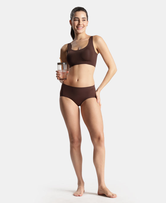 High Coverage Soft Touch Microfiber Elastane Stretch Full Brief with No Visible Pantyline - Chicory Coffee