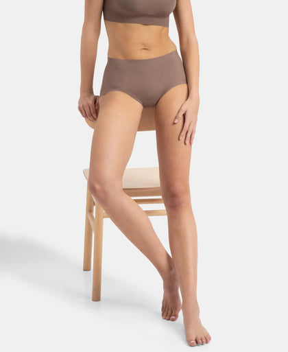 High Coverage Soft Touch Microfiber Elastane Stretch Full Brief with No Visible Pantyline - Deep Taupe