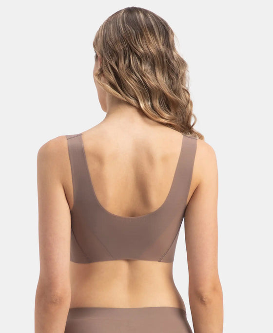 Wirefree Padded Soft touch Microfiber Elastane Full Coverage Lounge Bra with 360 Degree Stretch - Deep Taupe