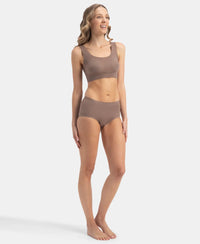 Wirefree Padded Soft touch Microfiber Elastane Full Coverage Lounge Bra with 360 Degree Stretch - Deep Taupe