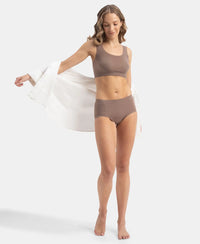 Wirefree Padded Soft touch Microfiber Elastane Full Coverage Lounge Bra with 360 Degree Stretch - Deep Taupe