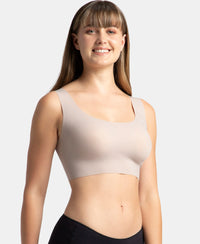 Wirefree Padded Soft touch Microfiber Elastane Full Coverage Lounge Bra with 360 Degree Stretch - Mocha