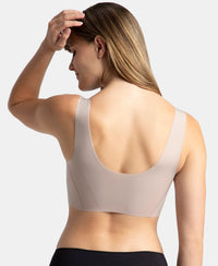 Wirefree Padded Soft touch Microfiber Elastane Full Coverage Lounge Bra with 360 Degree Stretch - Mocha