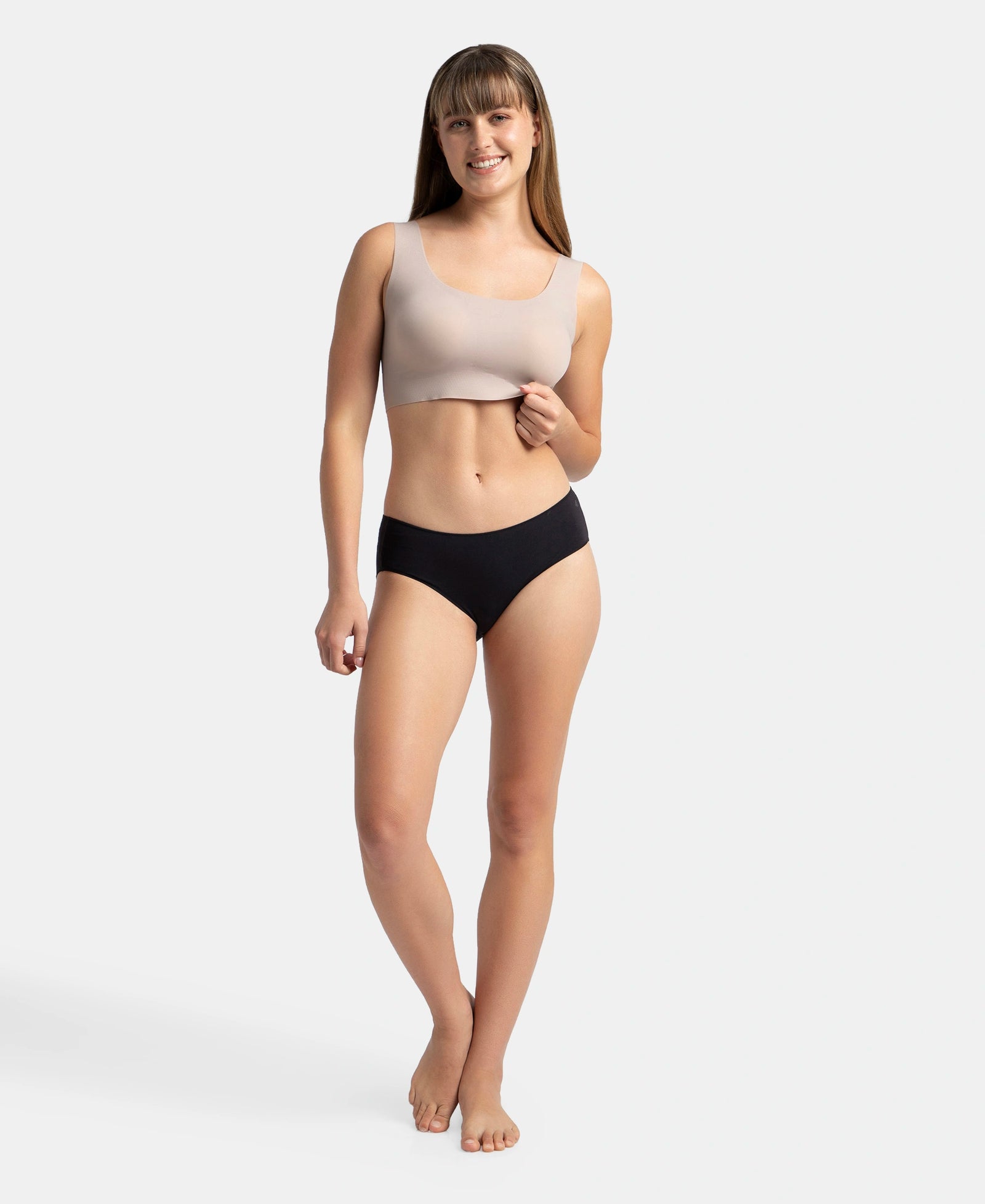 Wirefree Padded Soft touch Microfiber Elastane Bonded Tech Full Coverage Lounge Bra with 360 Degree Stretch - Mocha