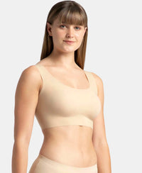 Wirefree Padded Soft touch Microfiber Elastane Full Coverage Lounge Bra with 360 Degree Stretch - Skin