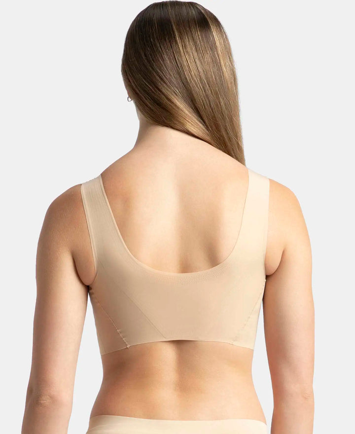 Wirefree Padded Soft touch Microfiber Elastane Full Coverage Lounge Bra with 360 Degree Stretch - Skin