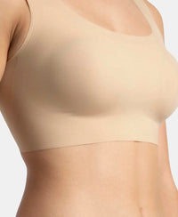 Wirefree Padded Soft touch Microfiber Elastane Full Coverage Lounge Bra with 360 Degree Stretch - Skin