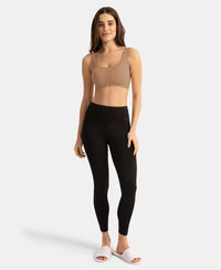 Wirefree Padded Microfiber Elastane Full Coverage Bonded Tech Lounge Bra - Almondine
