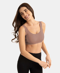 Wirefree Padded Microfiber Elastane Full Coverage Bonded Tech Lounge Bra - Almondine