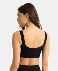 Wirefree Padded Microfiber Elastane Full Coverage Medium Padded Bonded Tech Lounge Bra - Black