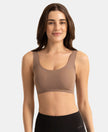 Wirefree Padded Microfiber Elastane Full Coverage Medium Padded Bonded Tech Lounge Bra - Deep Taupe