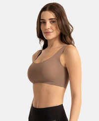 Wirefree Padded Microfiber Elastane Full Coverage Medium Padded Bonded Tech Lounge Bra - Deep Taupe