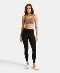 Wirefree Padded Microfiber Elastane Full Coverage Medium Padded Bonded Tech Lounge Bra - Deep Taupe