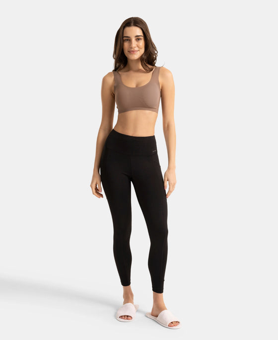 Wirefree Padded Microfiber Elastane Full Coverage Medium Padded Bonded Tech Lounge Bra - Deep Taupe