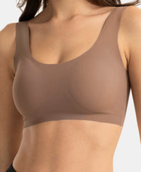 Wirefree Padded Microfiber Elastane Full Coverage Medium Padded Bonded Tech Lounge Bra - Deep Taupe
