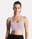 Wirefree Padded Microfiber Elastane Full Coverage Bonded Tech Lounge Bra - Fragrant Lilac