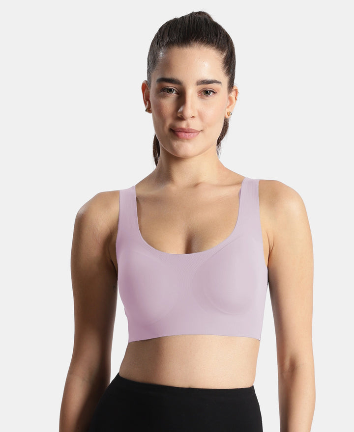 Wirefree Padded Microfiber Elastane Full Coverage Bonded Tech Lounge Bra - Fragrant Lilac