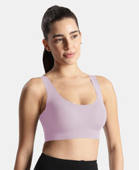 Wirefree Padded Microfiber Elastane Full Coverage Bonded Tech Lounge Bra - Fragrant Lilac