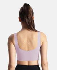 Wirefree Padded Microfiber Elastane Full Coverage Bonded Tech Lounge Bra - Fragrant Lilac