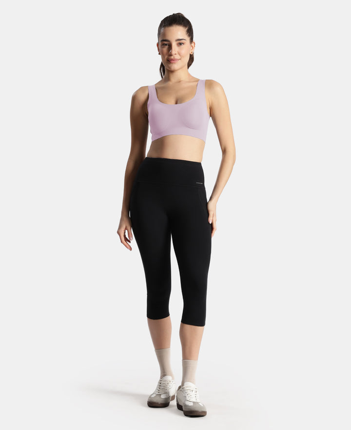 Wirefree Padded Microfiber Elastane Full Coverage Bonded Tech Lounge Bra - Fragrant Lilac
