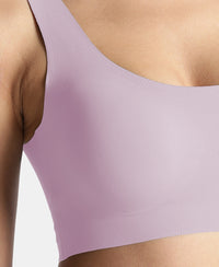 Wirefree Padded Microfiber Elastane Full Coverage Bonded Tech Lounge Bra - Fragrant Lilac