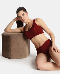Wirefree Padded Microfiber Elastane Full Coverage Bonded Tech Lounge Bra - Pomegranate