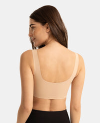 Wirefree Padded Microfiber Elastane Full Coverage Medium Padded Bonded Tech Lounge Bra - Skin