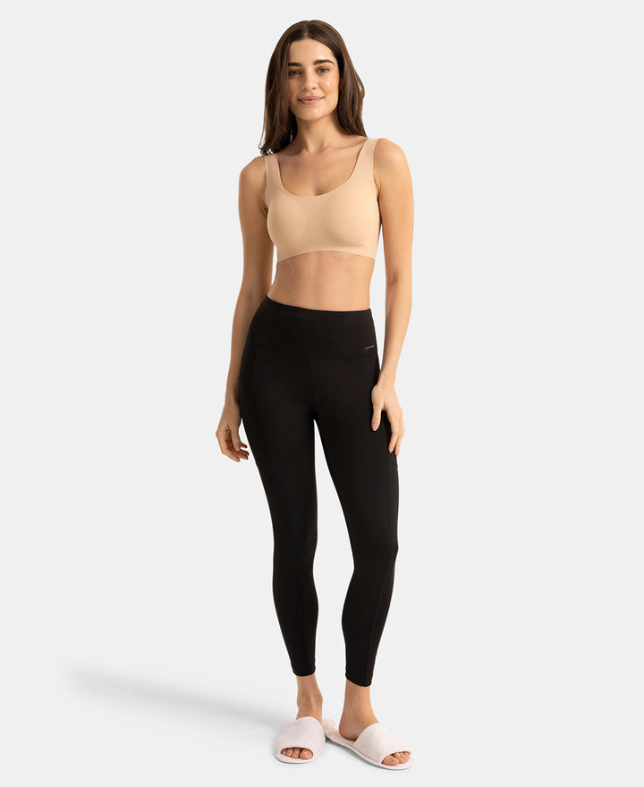 Wirefree Padded Microfiber Elastane Full Coverage Medium Padded Bonded Tech Lounge Bra - Skin