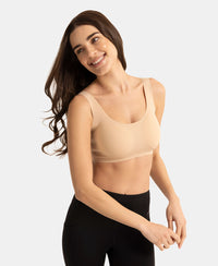 Wirefree Padded Microfiber Elastane Full Coverage Medium Padded Bonded Tech Lounge Bra - Skin
