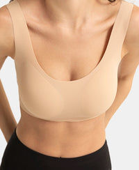 Wirefree Padded Microfiber Elastane Full Coverage Medium Padded Bonded Tech Lounge Bra - Skin