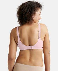 Wirefree Non Padded Soft Touch Microfiber Elastane Stretch Full Coverage Minimizer Bra with Broad Cushioned Fabric Strap - Fragrant Lilac