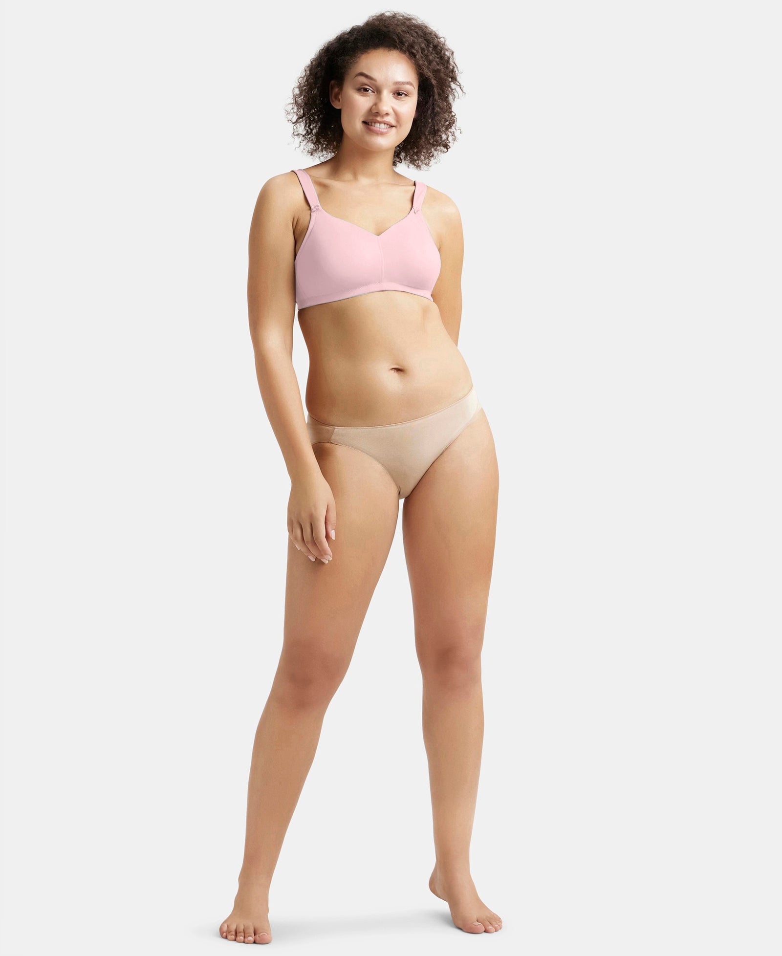 Wirefree Non Padded Soft Touch Microfiber Elastane Stretch Full Coverage Minimizer Bra with Broad Cushioned Fabric Strap - Fragrant Lilac