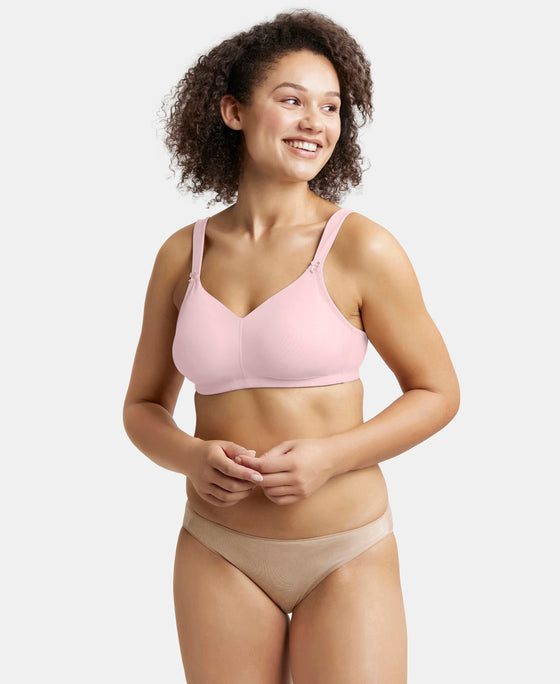 Wirefree Non Padded Soft Touch Microfiber Elastane Stretch Full Coverage Minimizer Bra with Broad Cushioned Fabric Strap - Fragrant Lilac