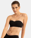 Wirefree Padded Soft Touch Microfiber Elastane Bonded Tech Medium Coverage Strapless Bra with Ultra-Grip Band Support - Black
