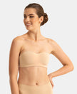 Wirefree Padded Soft Touch Microfiber Elastane Bonded Tech Medium Coverage Strapless Bra with Ultra-Grip Band Support - Skin