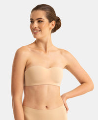 Wirefree Padded Soft Touch Microfiber Elastane Bonded Tech Medium Coverage Strapless Bra with Ultra-Grip Band Support - Skin