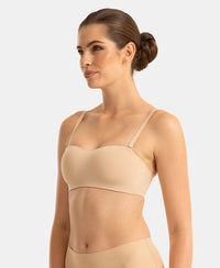 Wirefree Padded Soft Touch Microfiber Elastane Bonded Tech Medium Coverage Strapless Bra with Ultra-Grip Band Support - Skin