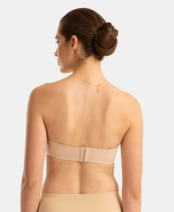 Wirefree Padded Soft Touch Microfiber Elastane Bonded Tech Medium Coverage Strapless Bra with Ultra-Grip Band Support - Skin