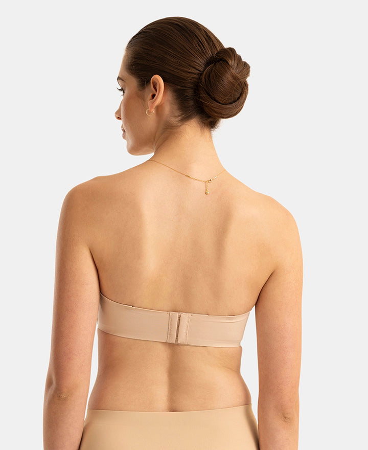 Wirefree Padded Soft Touch Microfiber Elastane Bonded Tech Medium Coverage Strapless Bra with Ultra-Grip Band Support - Skin