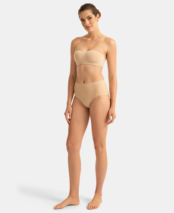 Wirefree Padded Soft Touch Microfiber Elastane Bonded Tech Medium Coverage Strapless Bra with Ultra-Grip Band Support - Skin
