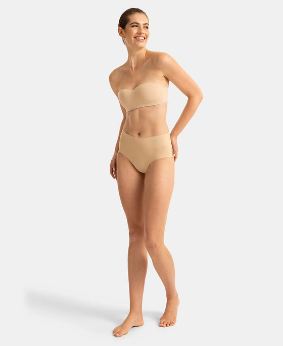 Wirefree Padded Soft Touch Microfiber Elastane Bonded Tech Medium Coverage Strapless Bra with Ultra-Grip Band Support - Skin