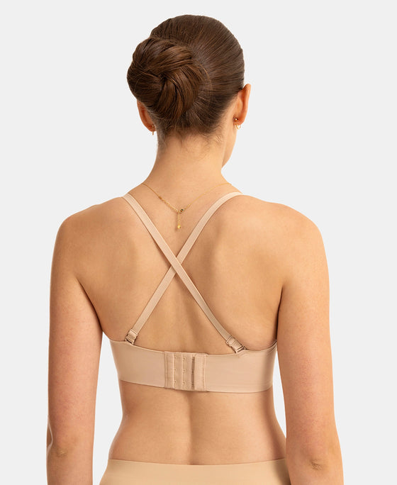 Wirefree Padded Soft Touch Microfiber Elastane Bonded Tech Medium Coverage Strapless Bra with Ultra-Grip Band Support - Skin