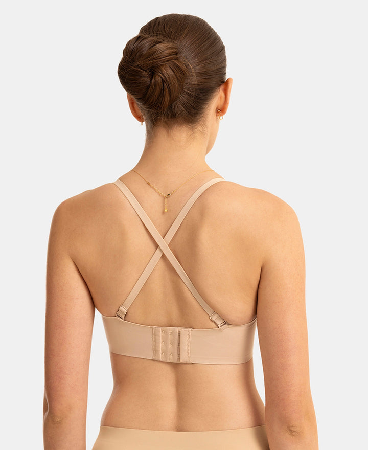 Wirefree Padded Soft Touch Microfiber Elastane Bonded Tech Medium Coverage Strapless Bra with Ultra-Grip Band Support - Skin