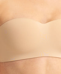 Wirefree Padded Soft Touch Microfiber Elastane Bonded Tech Medium Coverage Strapless Bra with Ultra-Grip Band Support - Skin