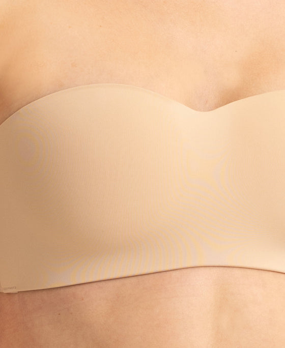 Wirefree Padded Soft Touch Microfiber Elastane Bonded Tech Medium Coverage Strapless Bra with Ultra-Grip Band Support - Skin