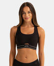 Wirefree Padded Soft Touch Microfiber Elastane Full Coverage Bonded Tech Slip-On Bra with 360 Degree Stretch - Black