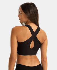 Wirefree Padded Soft Touch Microfiber Elastane Full Coverage Bonded Tech Slip-On Bra with 360 Degree Stretch - Black