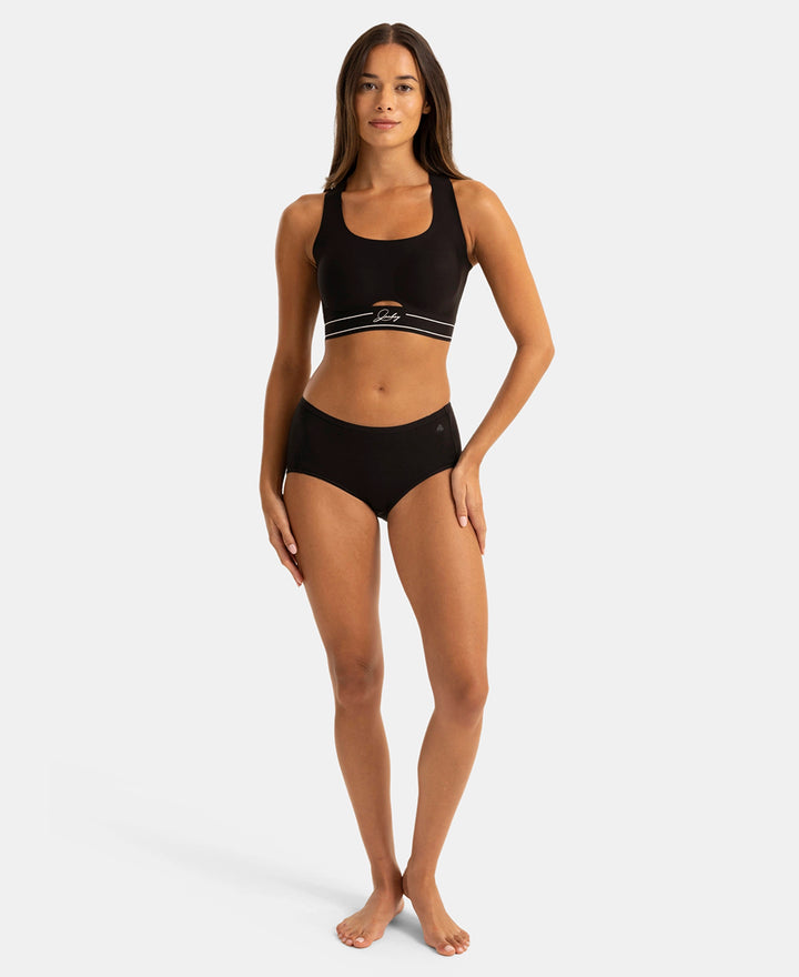 Wirefree Padded Soft Touch Microfiber Elastane Full Coverage Bonded Tech Slip-On Bra with 360 Degree Stretch - Black