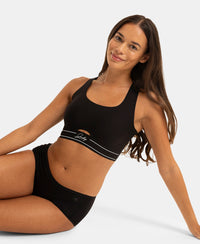Wirefree Padded Soft Touch Microfiber Elastane Full Coverage Bonded Tech Slip-On Bra with 360 Degree Stretch - Black