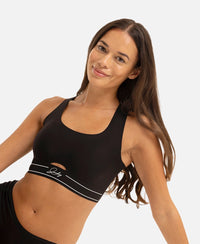 Wirefree Padded Soft Touch Microfiber Elastane Full Coverage Bonded Tech Slip-On Bra with 360 Degree Stretch - Black